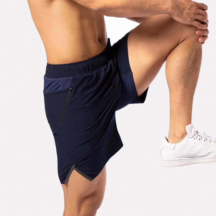 Oem оптовая продажа, мужские спортивные шорты с боковой молнией, дышащие быстросохнущие спортивные шорты для бега и фитнеса