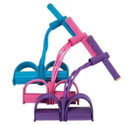 Sit-up Exerciser Abdominal Resistance Rope Foot Pedal Pull, 4 Tube Elastic Sit Up Pull Rope With Foot Pedal
