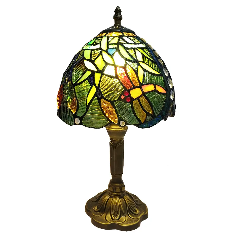 European Tiffany wheat ear dragonfly retro table lamp study room bedside dining room garden warm personality table lamp