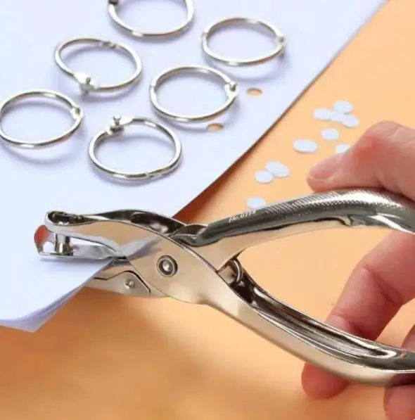 Metal Handle Hand Tools Portable Round Hole Pouncher Paper Punch  for Home Office School Supplie