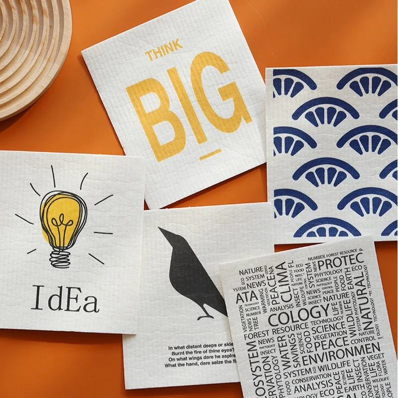 Creative Kitchen Absorbent Fast Dry Cleaning Cloth Towel Reusable Swedish Dishcloth Cellulose Sponge Cloths