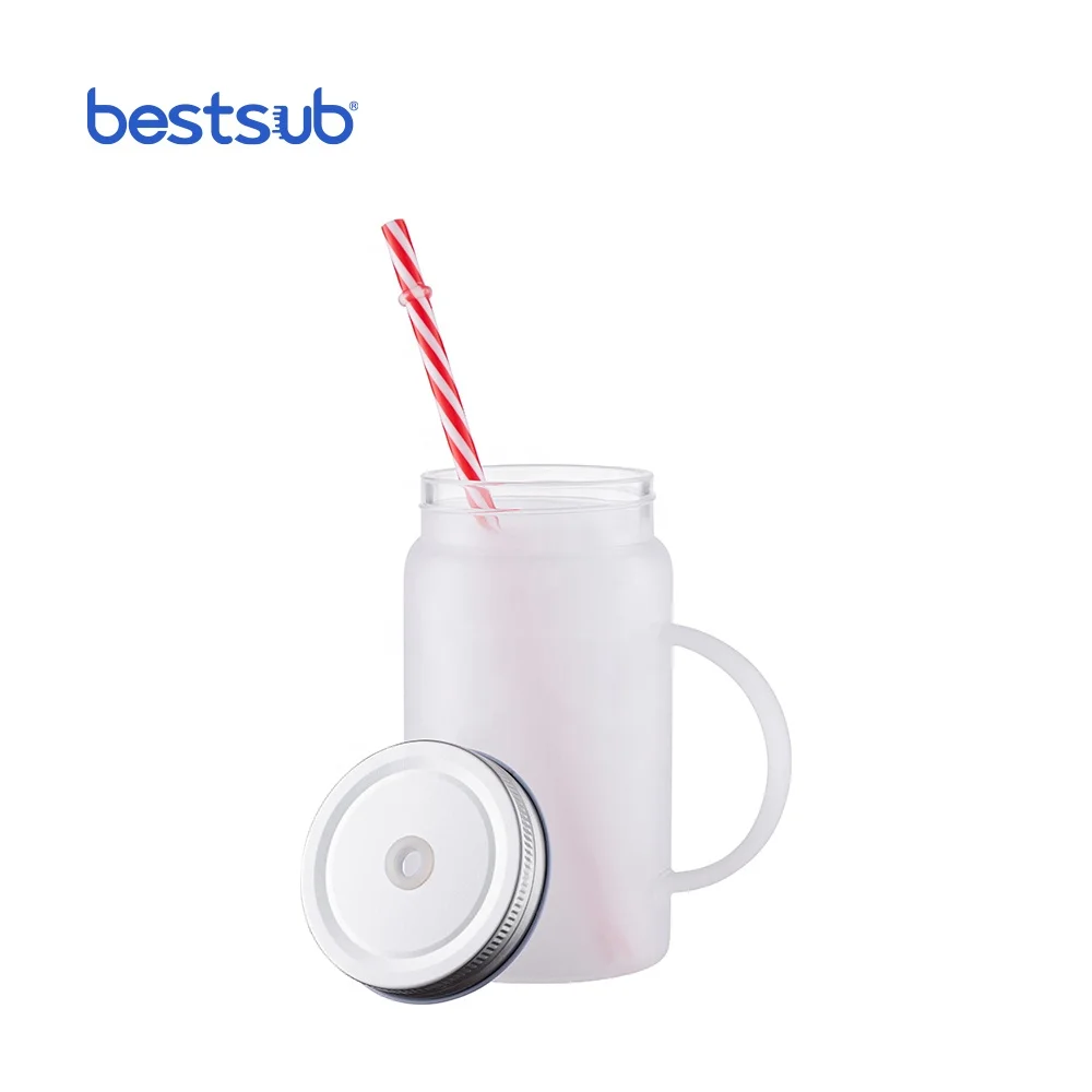 BestSub Wholesale Custom Frosted Sublimation Blanks Glass food storage wide mouth mason jar canning jar glass storage containers