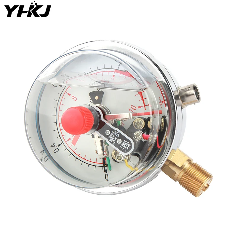 YNXC-100 shock-resistant magnetic-assisted electric contact pressure gauge 1.6MPa air pressure