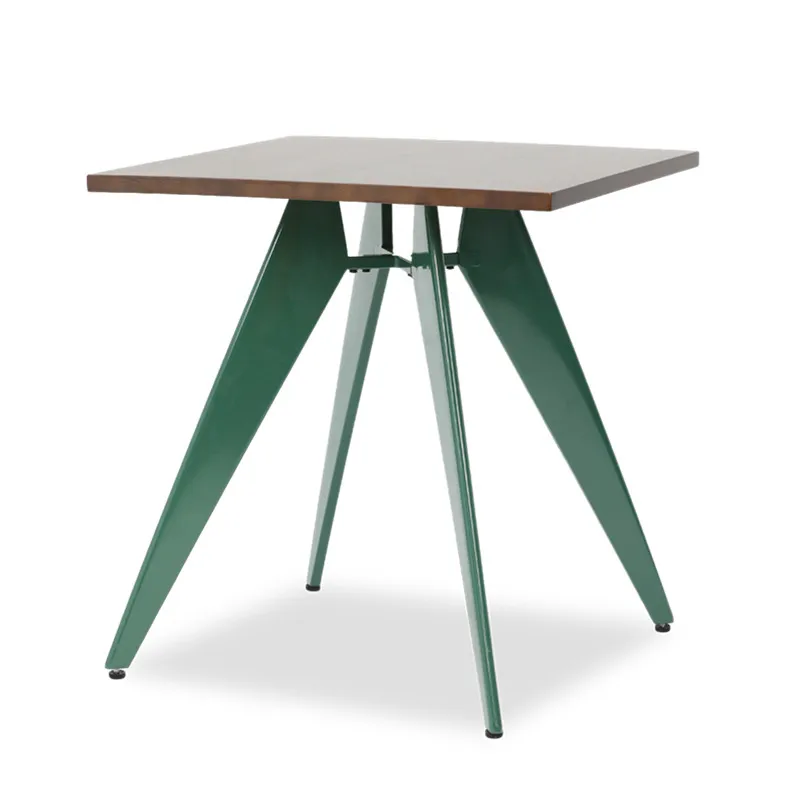 80cm Square Indoor Dining Table Modern Design Metal Leg Wooden Melamine Laminate Top Coffee Dining Table