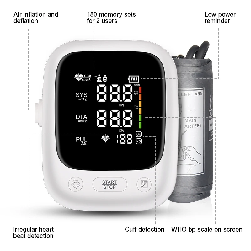 Arm Blood Pressure Monitor Manufacturers LED Big Screen Audio Broadcast Bp Monitor