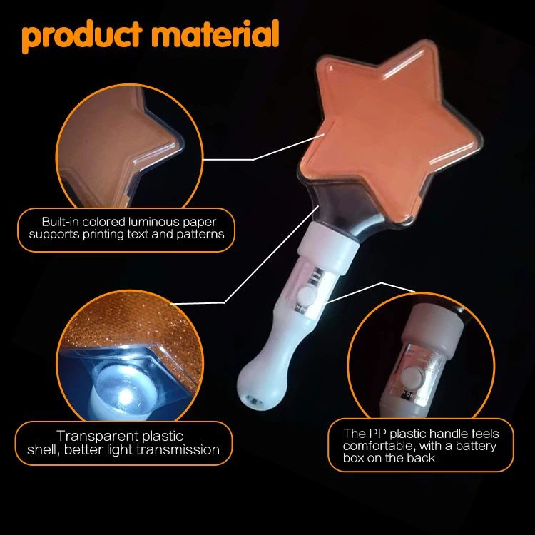 Factory customized logo five-star love LDE light concert for glow stick