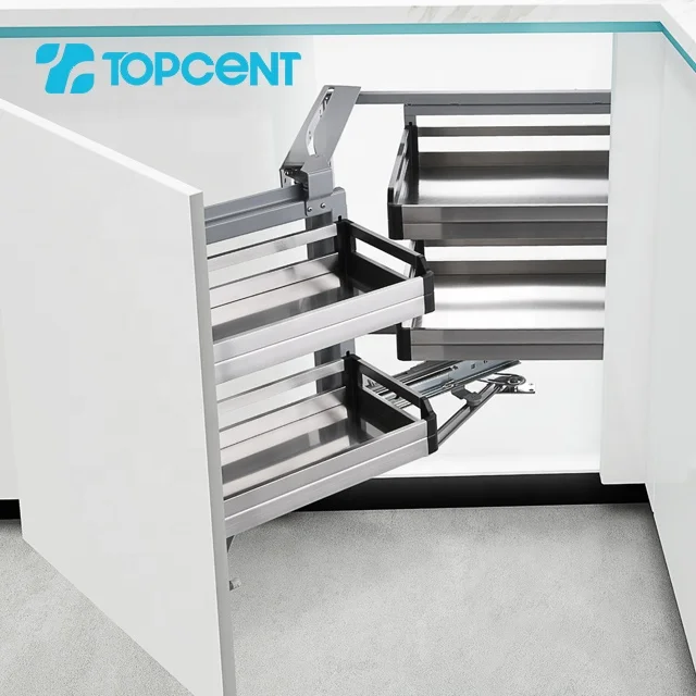 Topcent вращающаяся угловая выдвижная корзина для хранения из нержавеющей стали