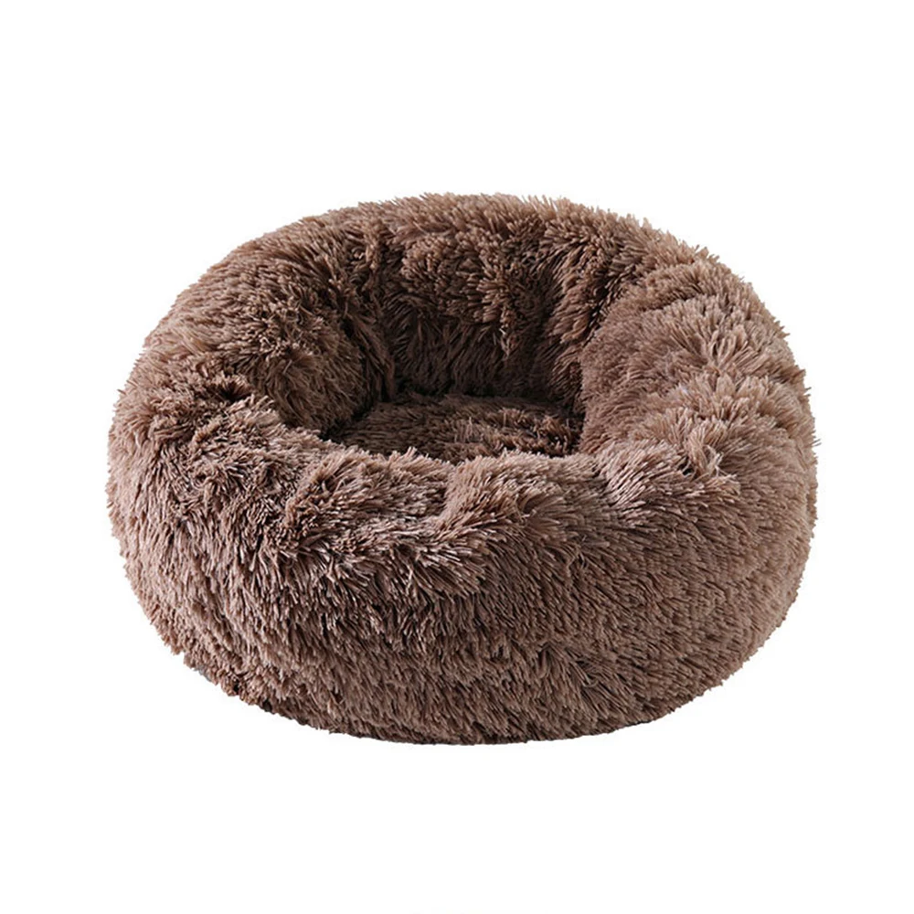 Manufacture Pet Accessories Cat Washable Large Donut Round Plush Sofa dog Luxury Rest improved Sleep Faux Fur Dog Bed