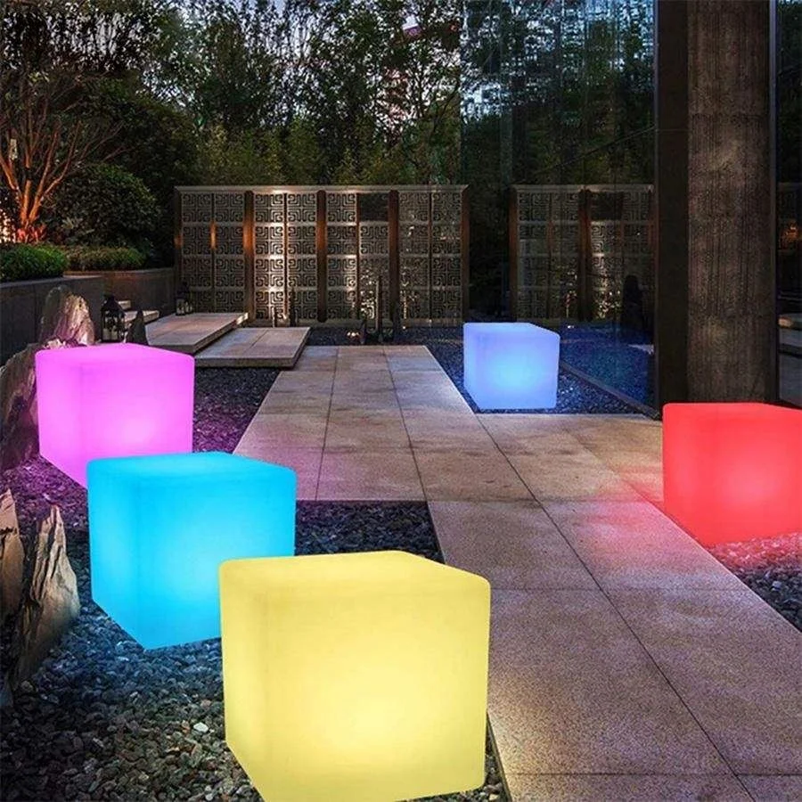 40x40x40cm led cube illuminated led cube chair/PE plastic furniture led light up cube seating chair