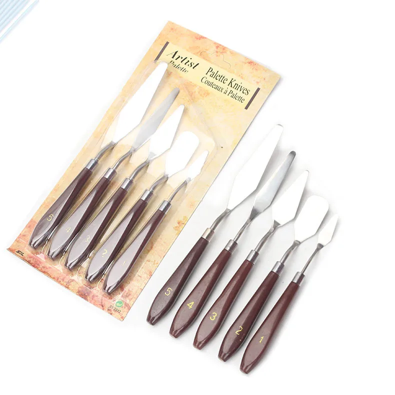  5pcs Mixed Stainless Steel Palette Scraper Set Spatula Knives For Artist Oil Painting Tools Knife