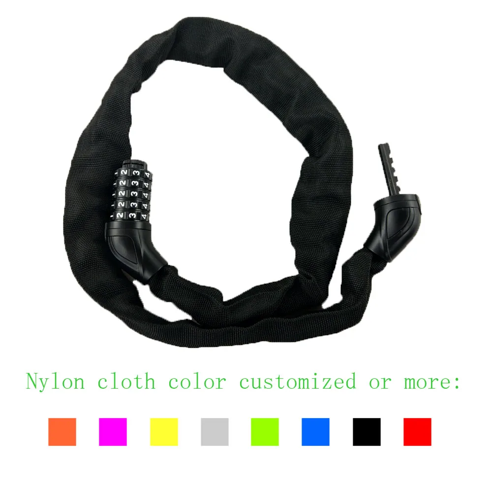 heavy duty 5 codes bicycle chain lock, customized combination chain lock Small code bicycle chain lock