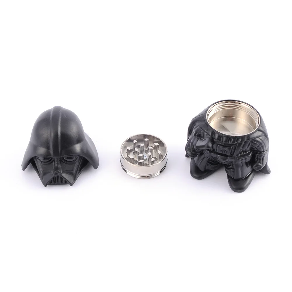 Newest 3Parts Zinc Alloy Wars Star Black Warrior Darth Vader Metal Herb Grinder for Smoking Accessories
