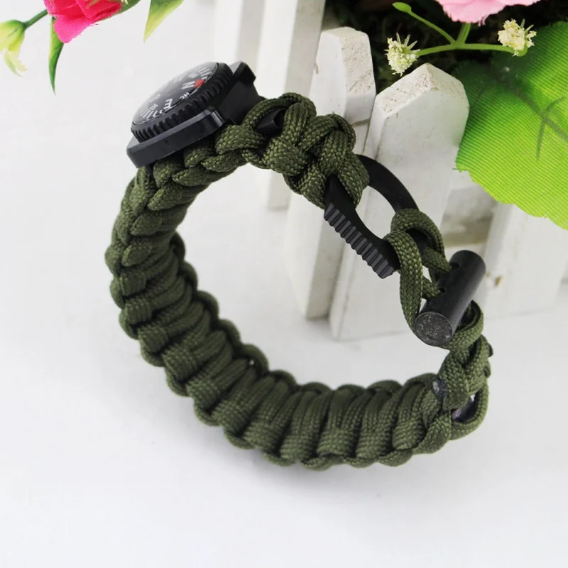 Hot Sale High Quality 7 Cord Survival Bracelet Multi-function Flint Compass Fishing Kit for Hunting