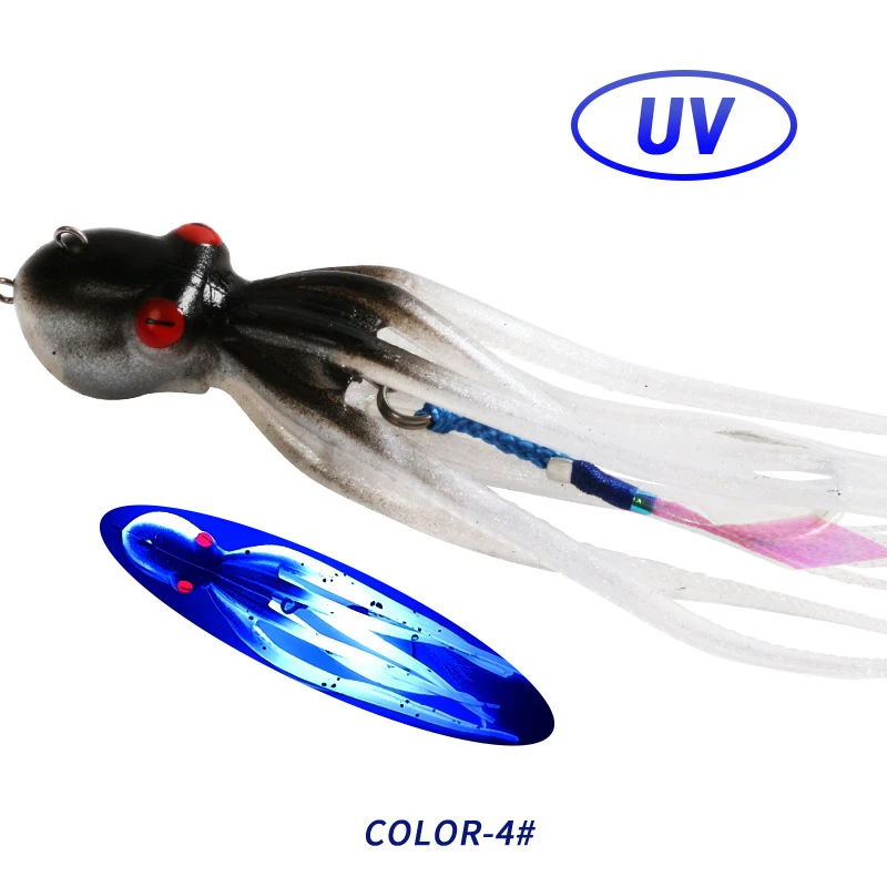 New arrival 60g 150g 200g UV glow Biomimetic Squid Bait mustad Assist Hook luminous TPE Soft trolling Octopus Lure