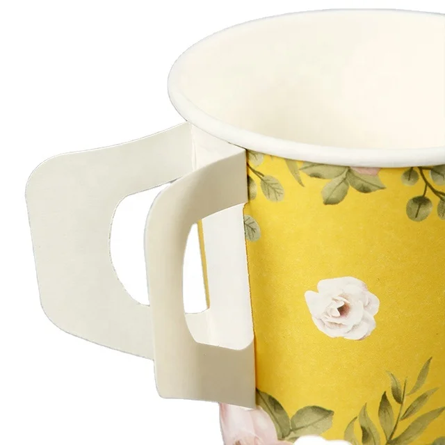 12oz 16oz 20oz logo printed disposable paper coffee cups with handle