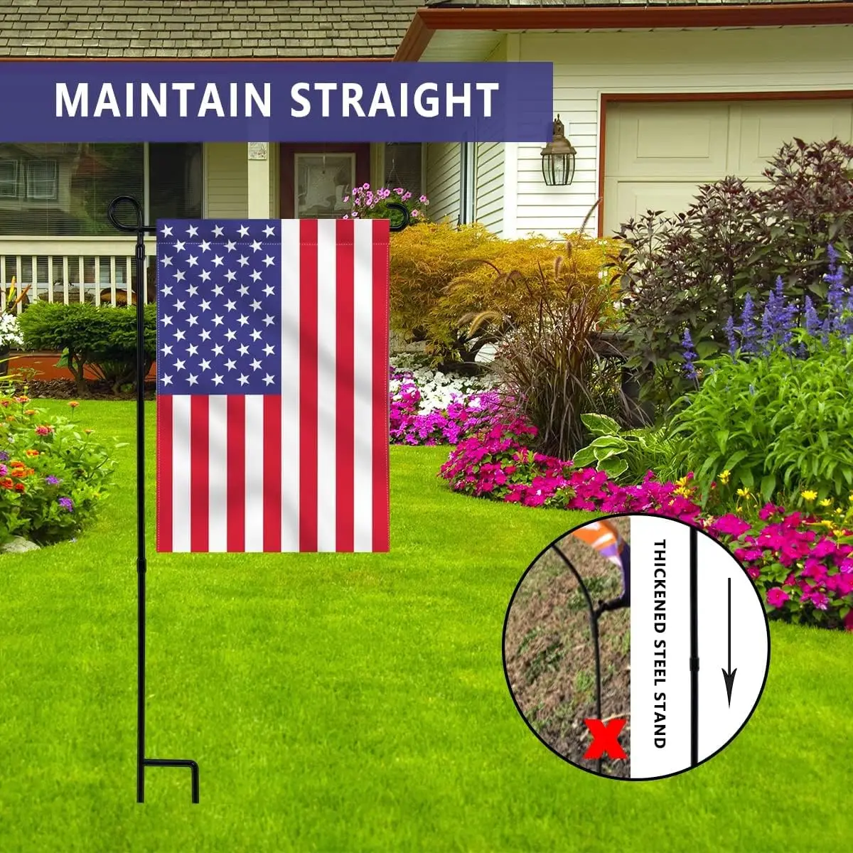 Garden Flag Holder Stand Yard Flag Holder Weather-Proof Metal Flagpole