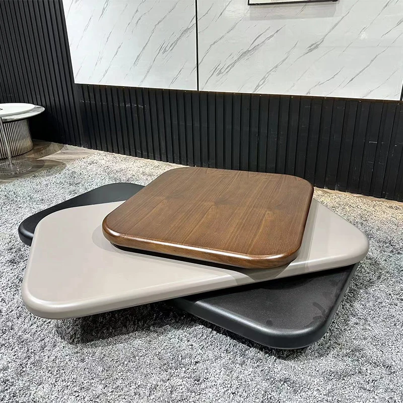 Italian Modern Simple Villa Coffee Table Minimalist Walnut Veneer Revolving Extendable Low Tea Table Furniture for Living Room