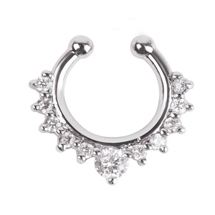 Alloy Diamond False Nose Rings Nose Nail Body Non Hole Nose Clip Puncture Jewelry