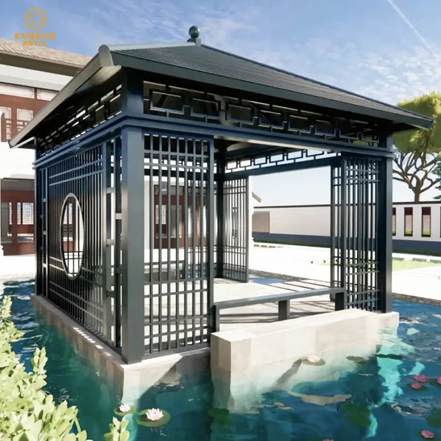 Hot selling gazebo 4x4 full aluminum patio outdoor gazebo for park rest  Aluminium pavilion