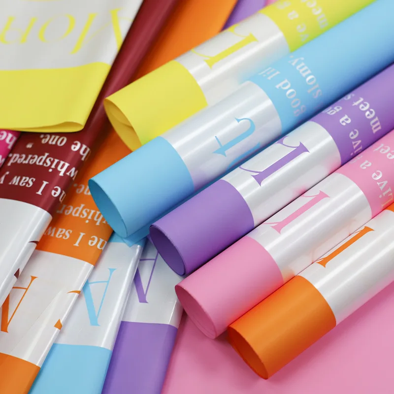 Luxury 20pcs/pack Pearly Lustre Film Waterproof PP Plastic Flower Wrapping Paper Floral Packaging Material