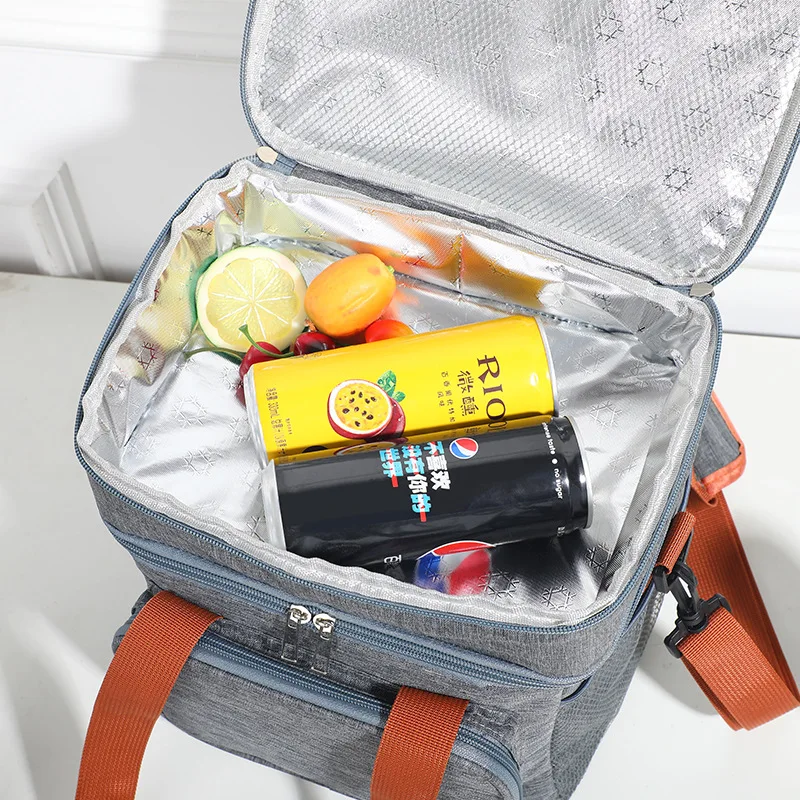 Reusable Large-Capacity Double-Layer Thermal Bag Insulated Lunch Bag Cooler Bag for Food