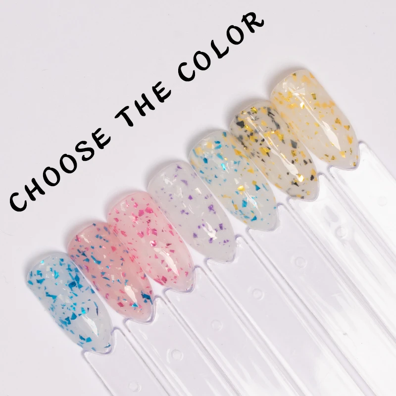Nail Art New Gold Glitter Foil Flakes Base Coat OEM Private Label 1kg Rubber Base Nail Polish Gel