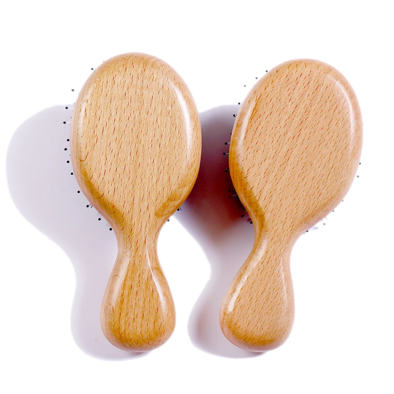Wholesale Baby Bamboo Oval Hair Brush Small Nylon and Boar Bristle Hair Brushes Pocket Kids Detangling Hair Comb