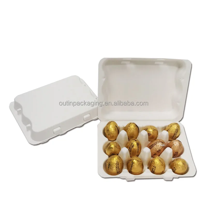eco friendly biodegradable recycled molded paper pulp tray bagasse fiber packaging mini eggs chocolate mold pulp box insert