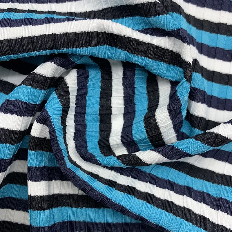2021 New Design 85%Nylon15%spandex  yarn-dyed Textured Ribbed  Fabric for swimwear