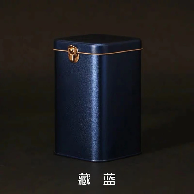 Luxury Empty Square Locked Tea Packaging Metal Box Creative Rectangle Tins