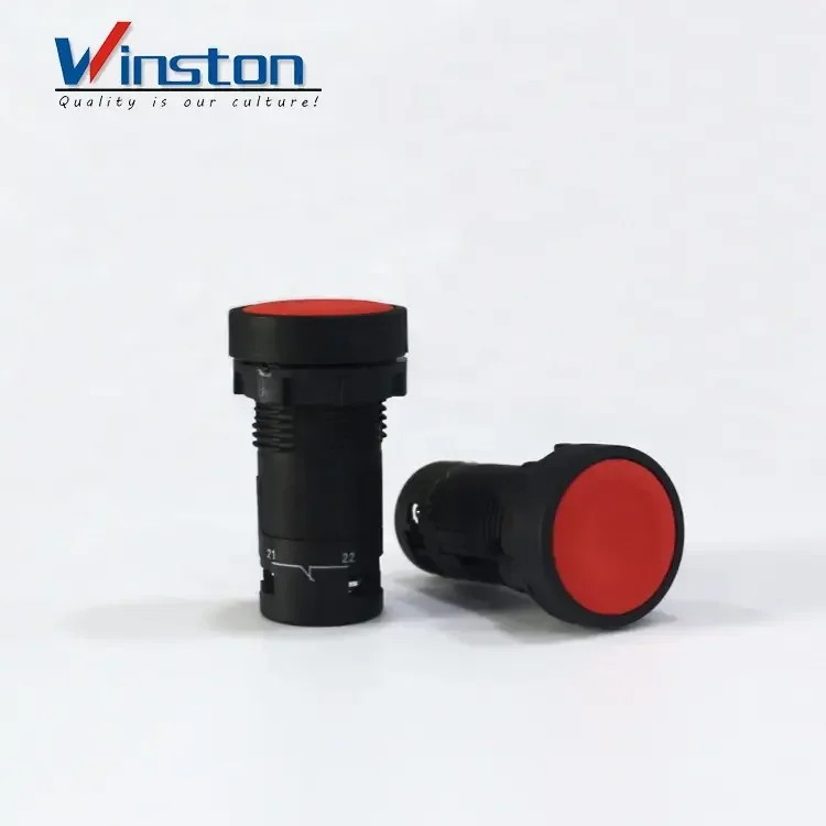 Self-locking Push button switch 22MM flat button 2contact