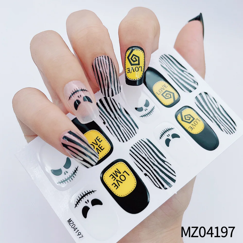 Halloween 3D Embossed Skull Nail Stickers Matte Finish Nail Art Decals For Diy Manicure with nail file Full Cover