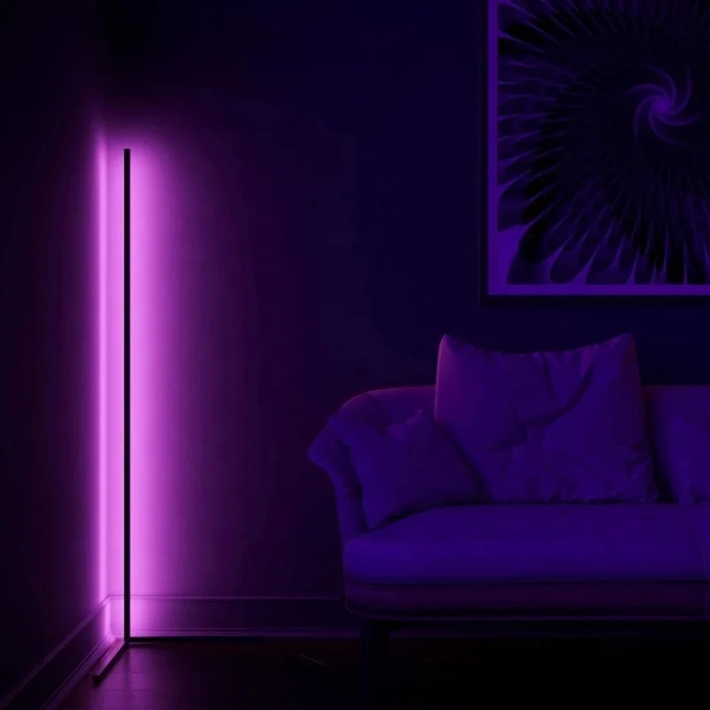 Amazon hot selling ambient light corner RGB colorful LED floor lamp with RGB touch remote control for room decoration