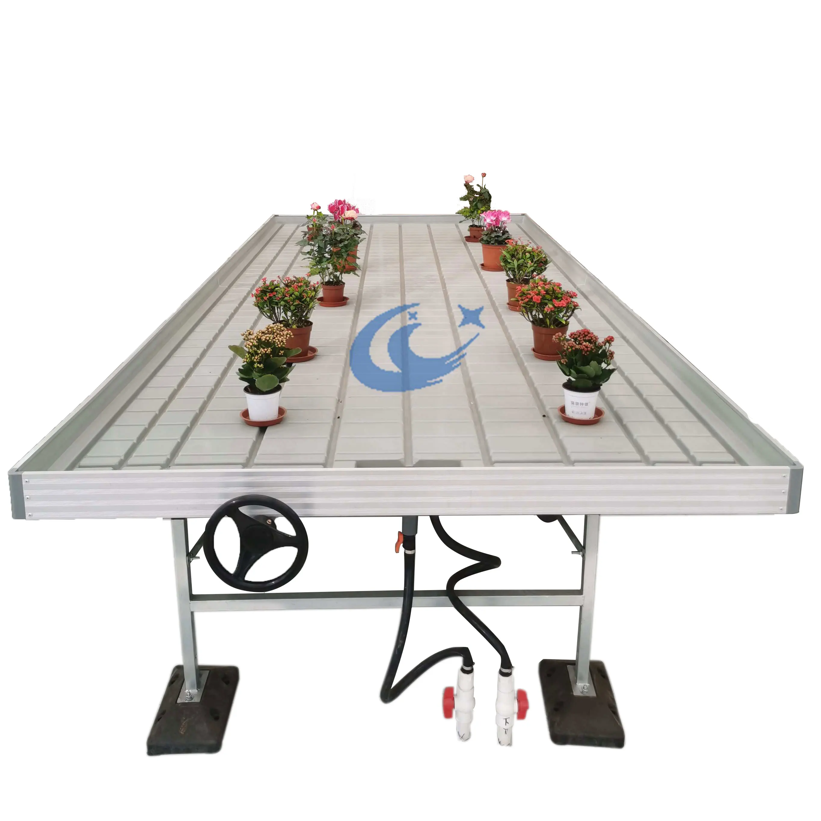 Movable Rolling Bench Ebb And Flow Hydroponic System 4x8 Seedbed Flood Growing Table Plant Drainage Bed