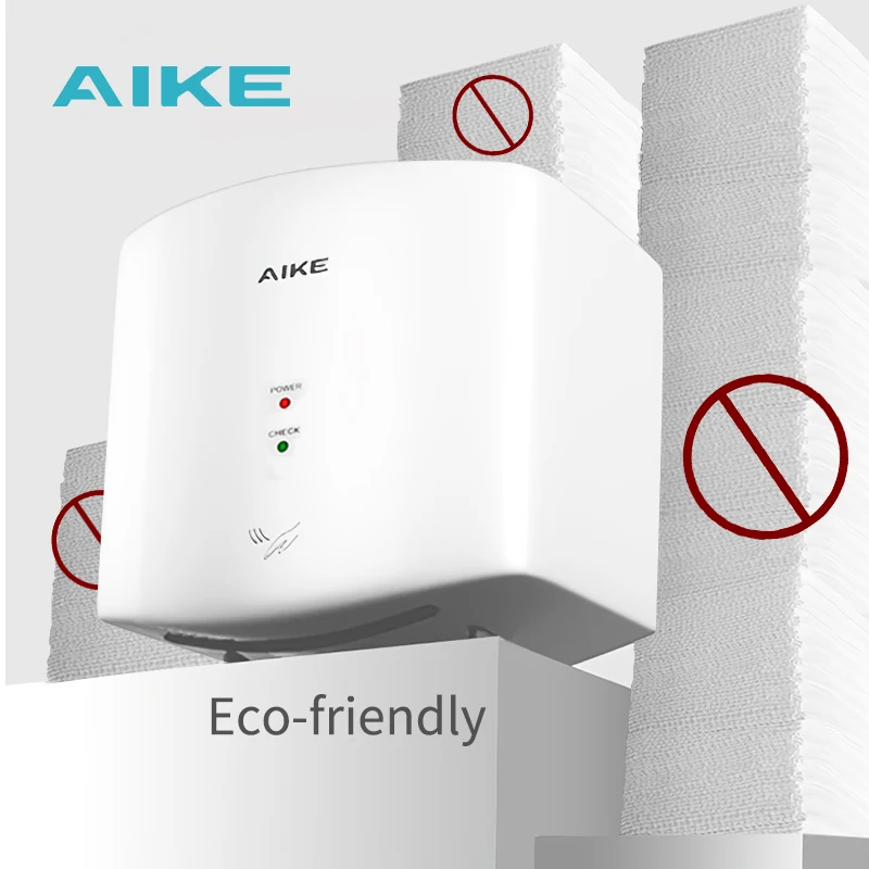 Aike wall mount automatic high speed mini black ABS hand dryer AK2630S commercial easy install hand dryers