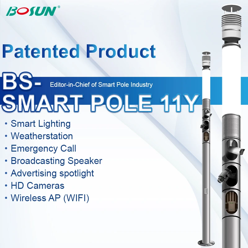 Factory Directly Road Square Garden Park Aluminum Waterproof Smart City Lighting Pole With CCTV Camera WIFI Weather Station