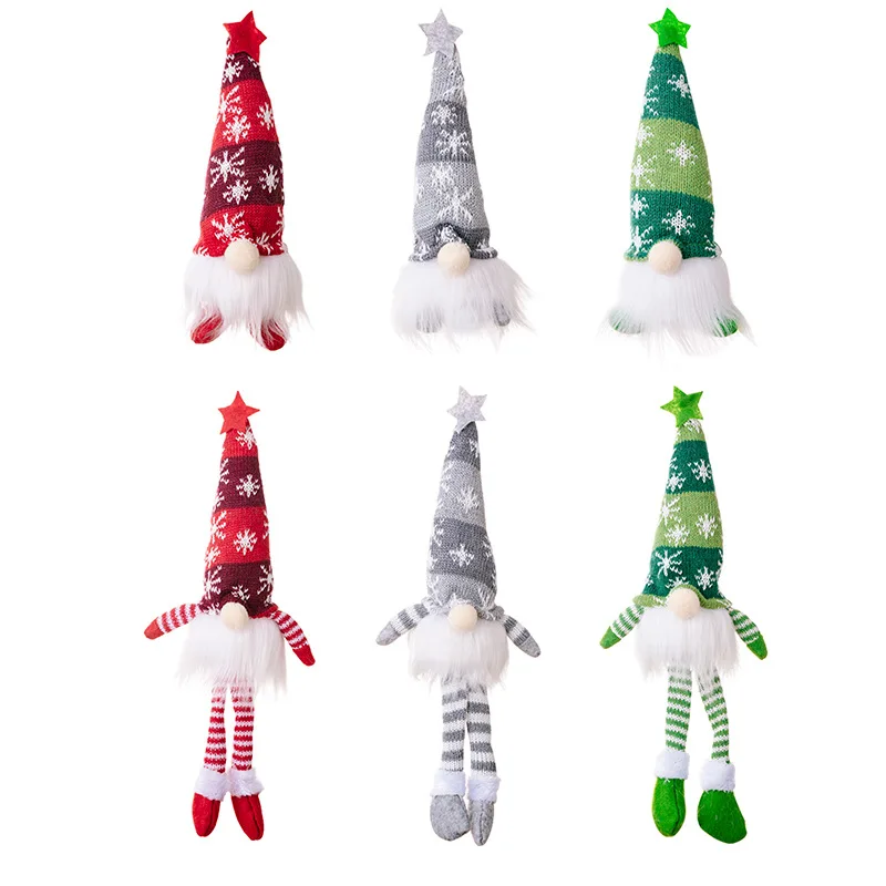 Christmas decoration faceless doll forest old man snowflake knitted hat with light Rudolph hanging leg goblin doll