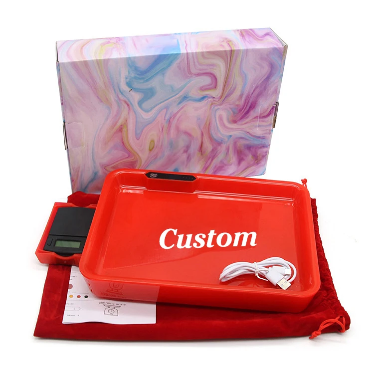 Wholesale 2021 Custom New Plastic Design Digital Pocket Scale Glow Up Weed Led Rolling Tray With Scale (1600183532305)