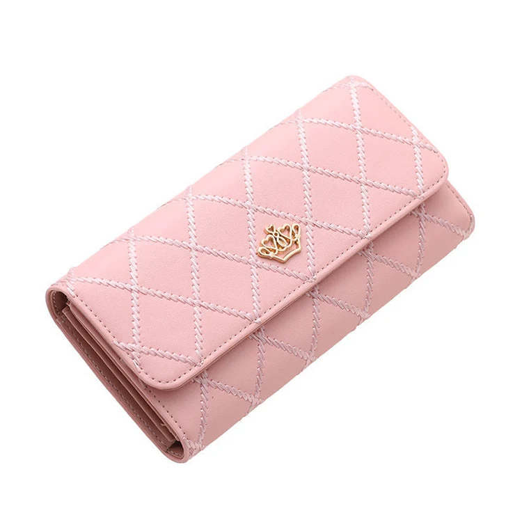 Hot sale women purses plaid PU leather long hasp phone money coin pocket card holder girl wallet