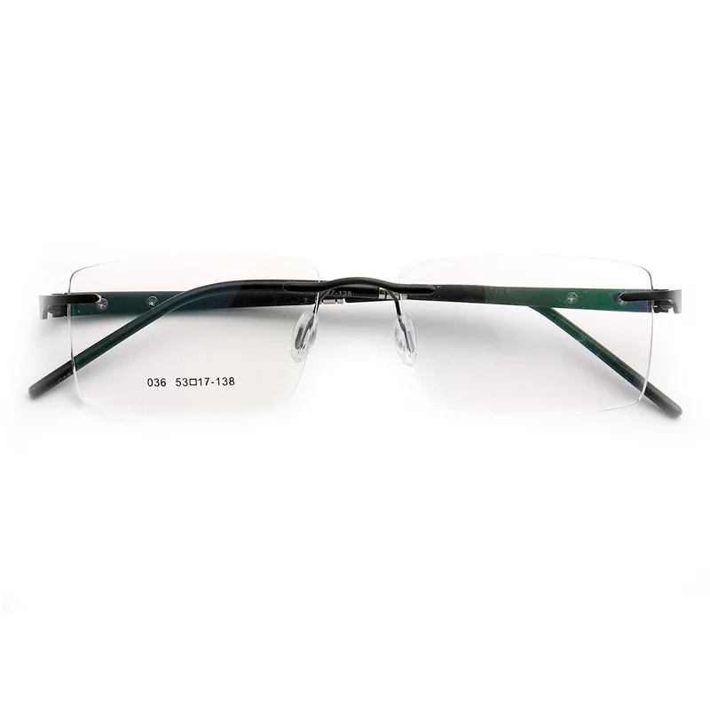 Stock Square rimless Custom prescription glasses High quality flex beta Memory titanium eyeglasses optical frames