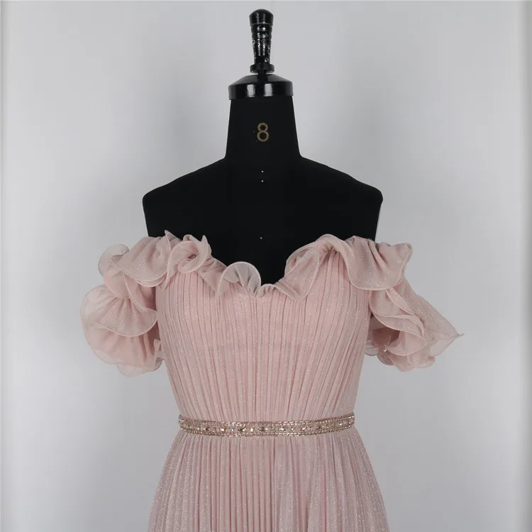 
Modern Fashion Shinning Floor-Length Pink Evening Dancing Dress Simple Chiffon Prom Dress For Ladies 