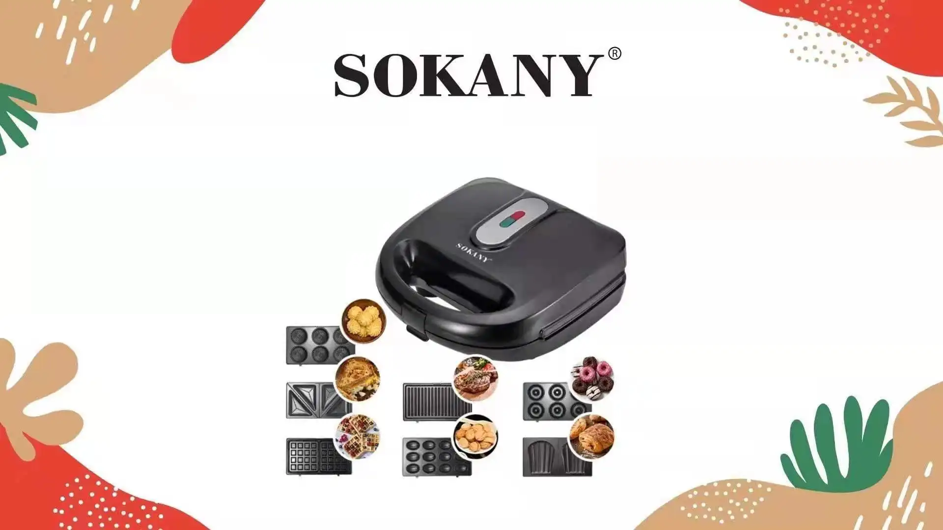 Belgian Commercial Detachable Mini Bubble Egg Electric Waffle Maker 7 In 1 Household Waffle Plates 7 In 1 Sandwich Maker Machine