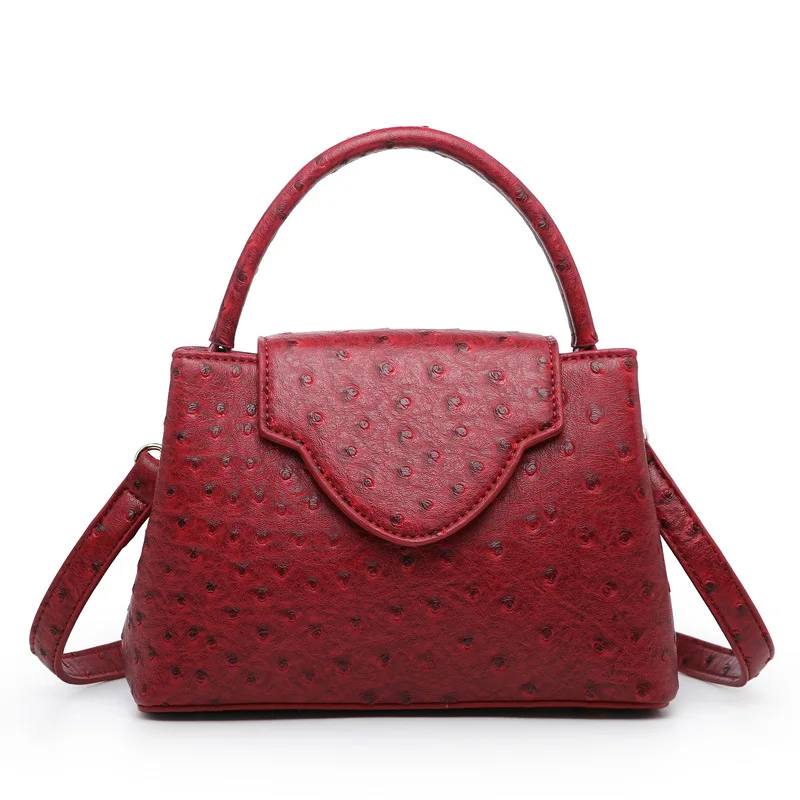 Spot wholesaleTrendy popular ostrich patterned snake patterned handbag PU fashionable temperament single shoulder crossbody bag
