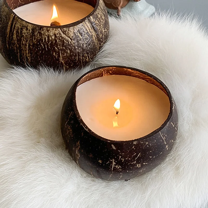 Hot Selling High Quality 100% Natural Handcrafted Empty Coconut Shell Bowls For Making Candles DIY