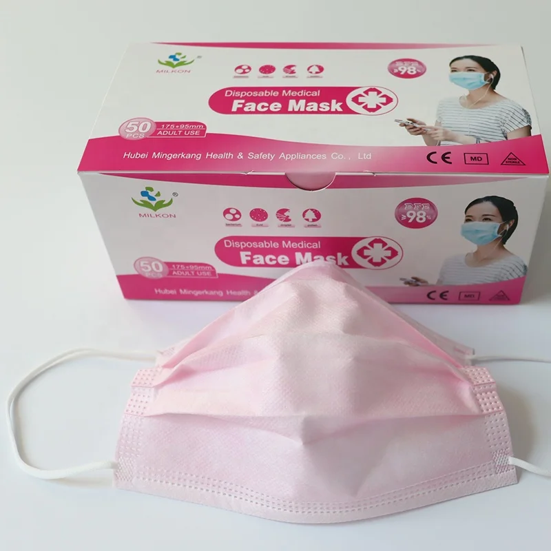 Два способа нетканые медицинские хирургические одноразовые 3-слойные розовый уход за кожей лица маска Тип IIR