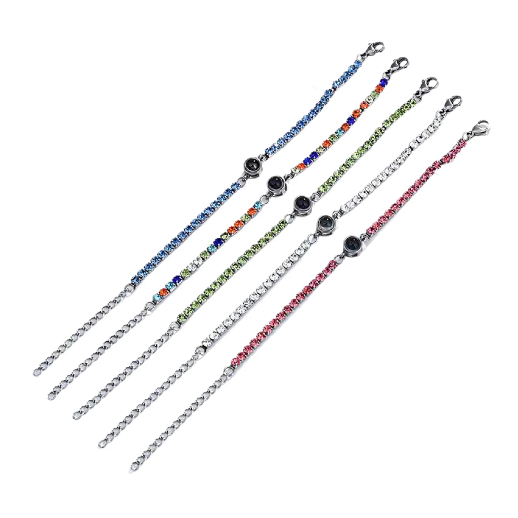 Handmade Titanium Steel Ball Projection Bracelet in 100 Languages I Love You Photo Customized Bracelet For Men and Women