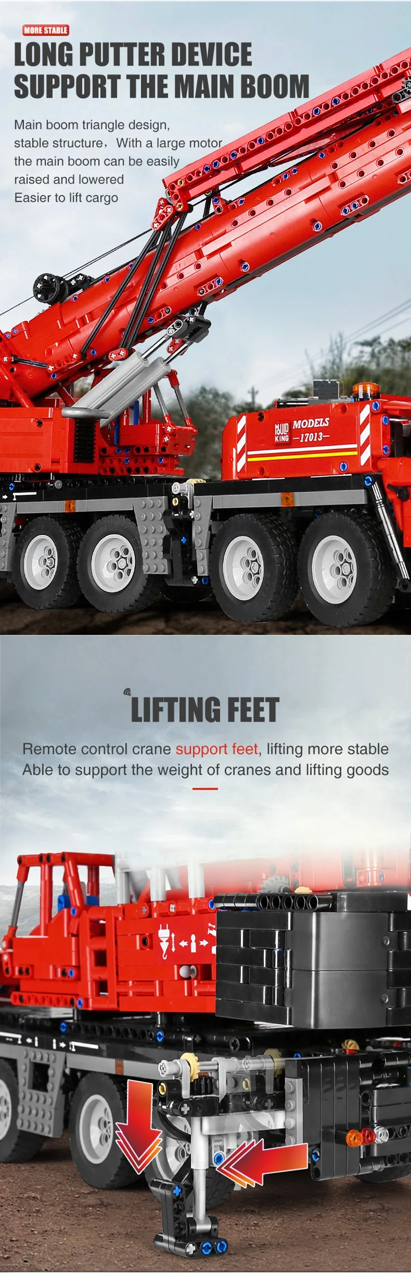 Assembly Brick Toys Kids Birthday Gifts Mould King 17013 Building Bricks Crane Truck Gift Blocks For Children (6)