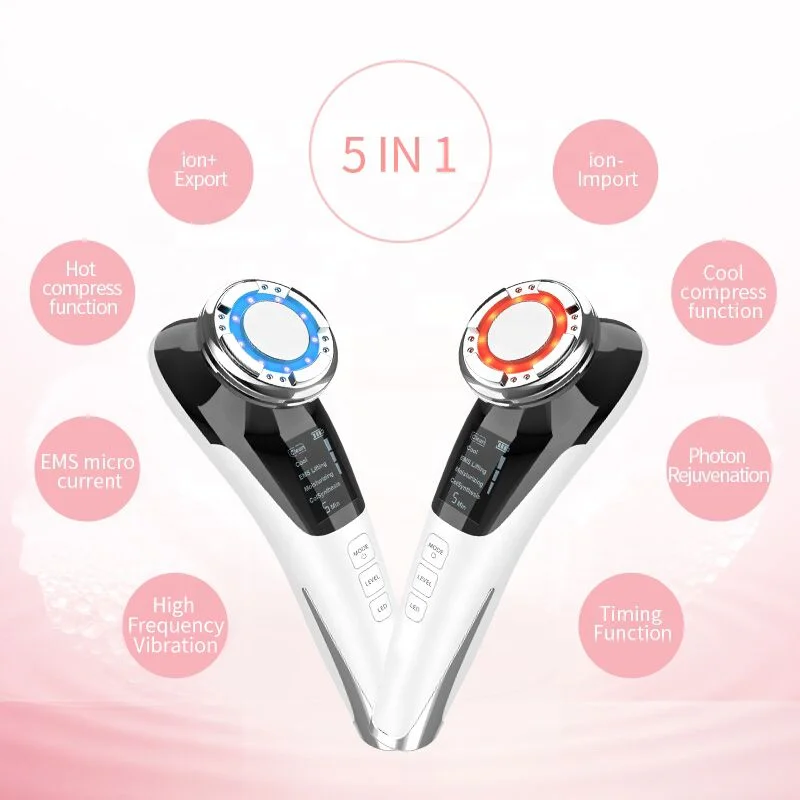2022 EMS Facial Massager LED light therapy Sonic Vibration Wrinkle Removal Skin Tightening Hot Cool Treatment Beauty Device