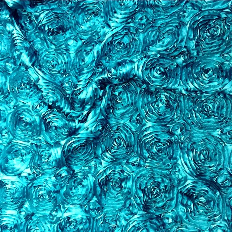 Wedding Carpet Table Cloth 3D Rose Flower Embroidery Satin Rosette Fabric embroidery rosette fabric for wedding decoration
