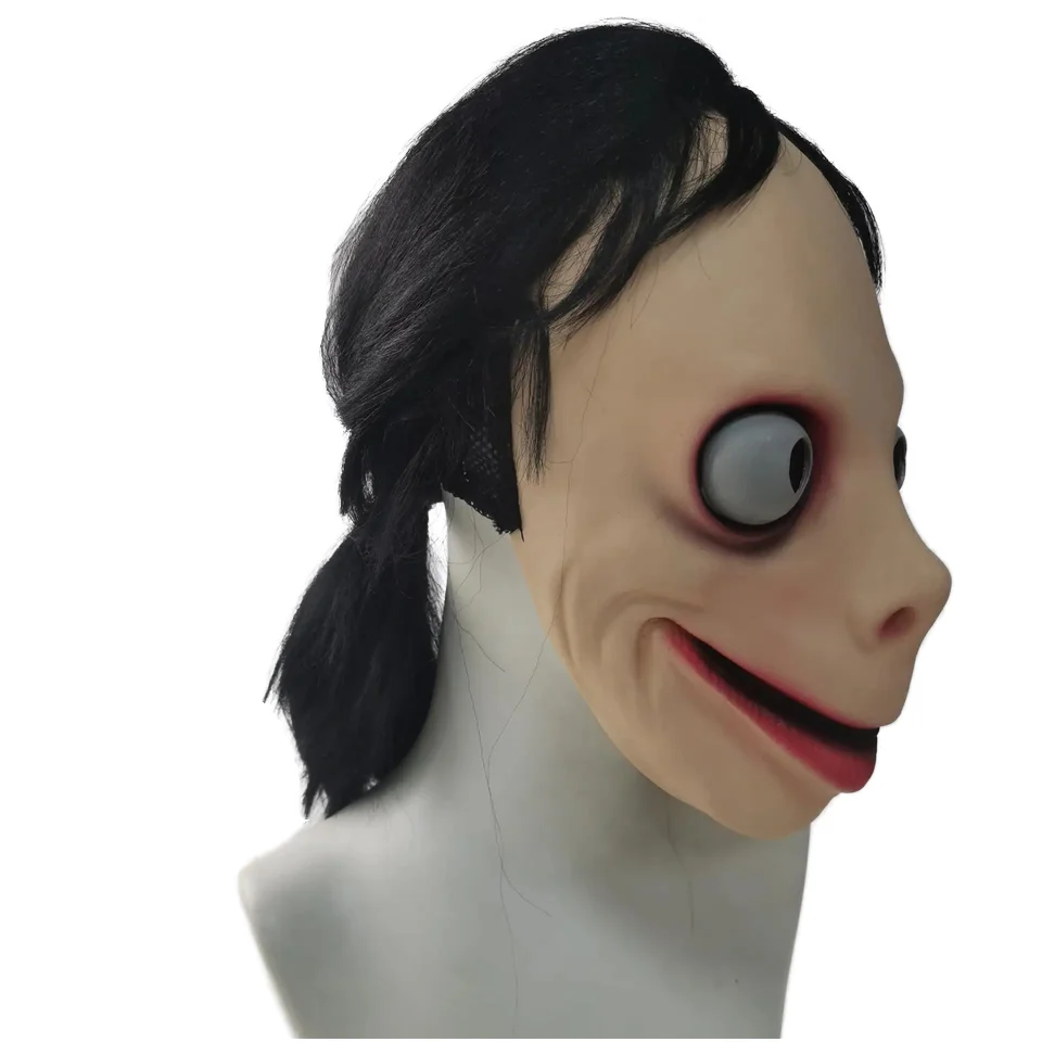 MOMO Mask Halloween scary Long black hair MoMo party mask Female Masks for Cosplay Costume Props Decoration